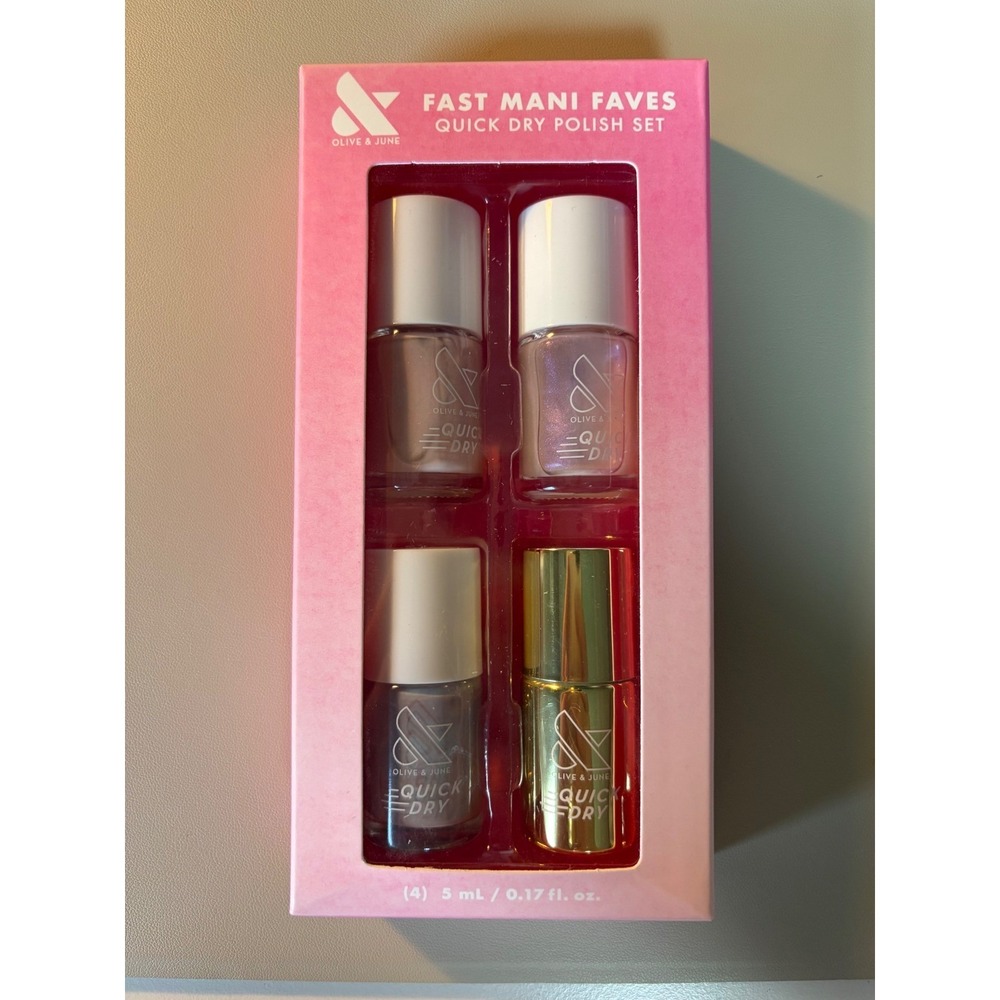 Olive & June Fast Mani Faves Quick Dry Polish Set Poodle Baroque Prairie 4pc New